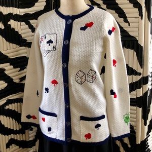 Vintage 1950’s Vegas Patches Cardigan White Medium
